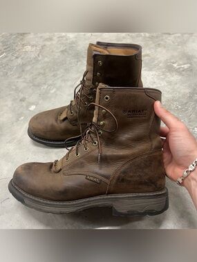 Ariat Work Boots Mens Size 14D Brown Leather Waterproof Composite Toe 10011943
